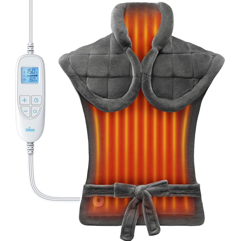 iDOO Heating Pad Neck Shoulder Back Pain Relief Large 24x33 Electric Gray