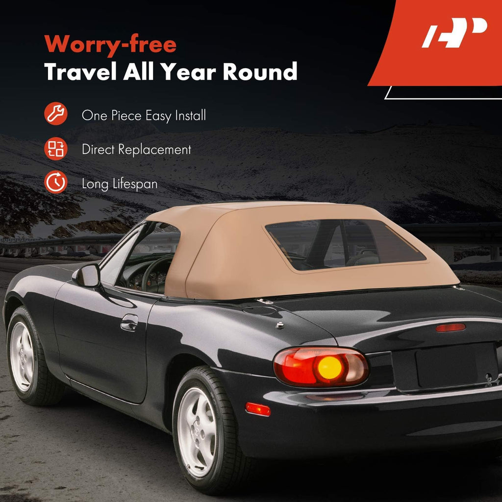 A-Premium Tan Convertible Soft Top, Compatible with Honda