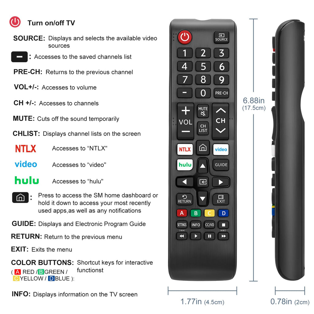 【Pack of 2】 Replacement for Samsung TV Remote Control, Universal Remote for