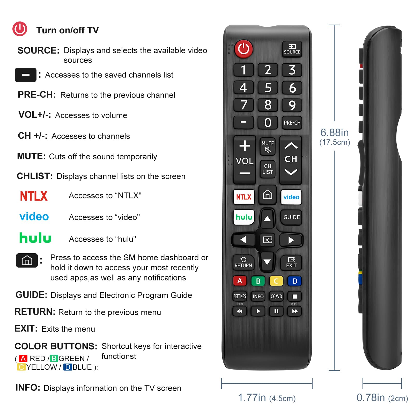 【Pack of 2】 Replacement for Samsung TV Remote Control, Universal Remote for