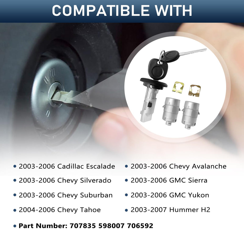 Ignition Switch Lock Cylinder with Pair Front Door Lock Cylinder and Key