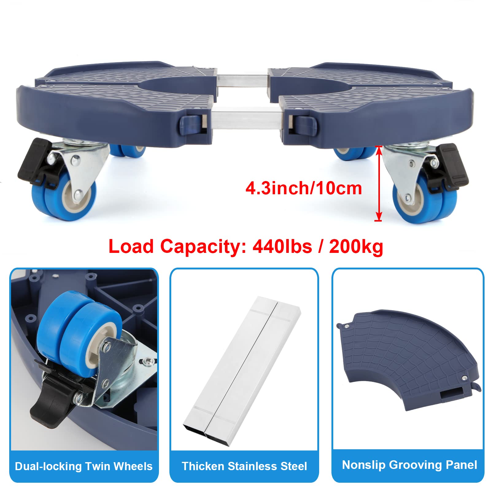 W B D WEIBIDA 2 Pack Plant Roller with Wheels Heavy Duty 440 Pounds,