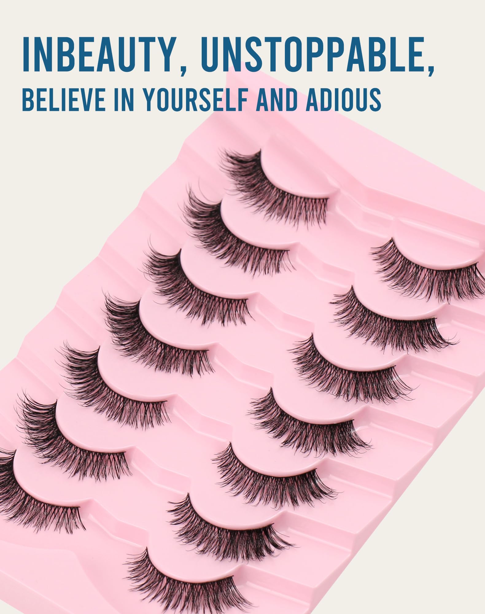 Volume Fluffy Wispy Faux Mink Lashes Natural Look Brown Eyelashes 7 Count
