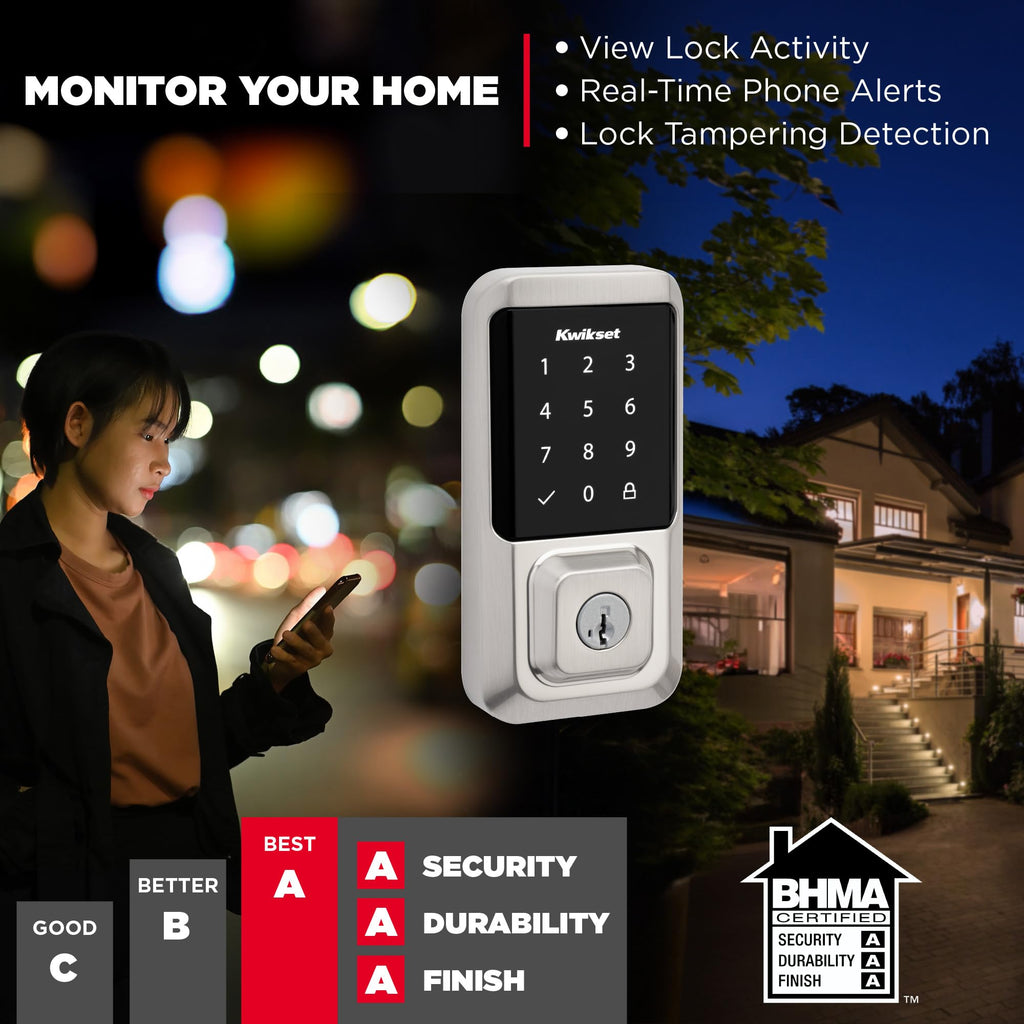Kwikset Halo Wi-Fi Smart Lock Keyless Entry Deadbolt Touchscreen Satin Nickel