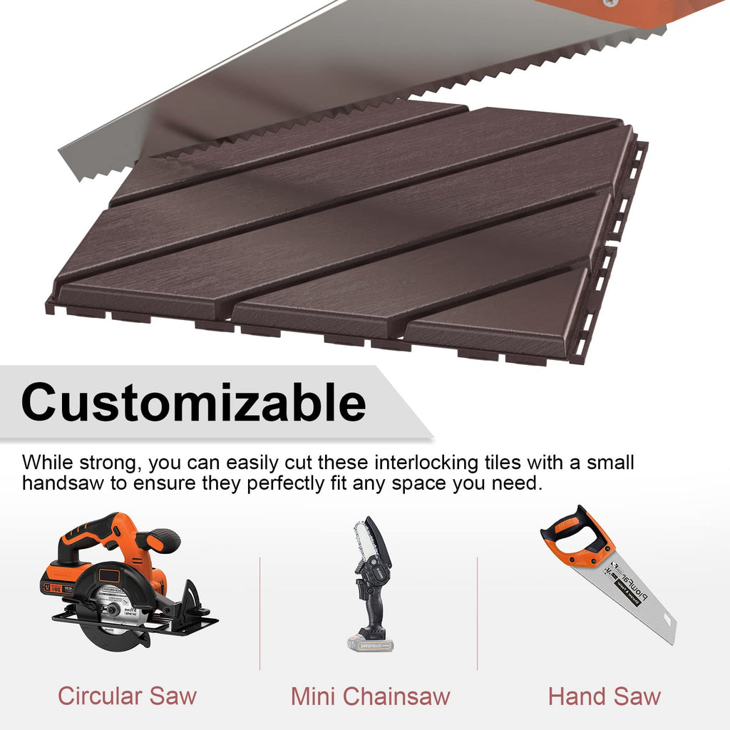 VANCASTLE 36 Pack Interlocking Deck Tiles, 12"x12" Patio Pavers, Heavy Duty