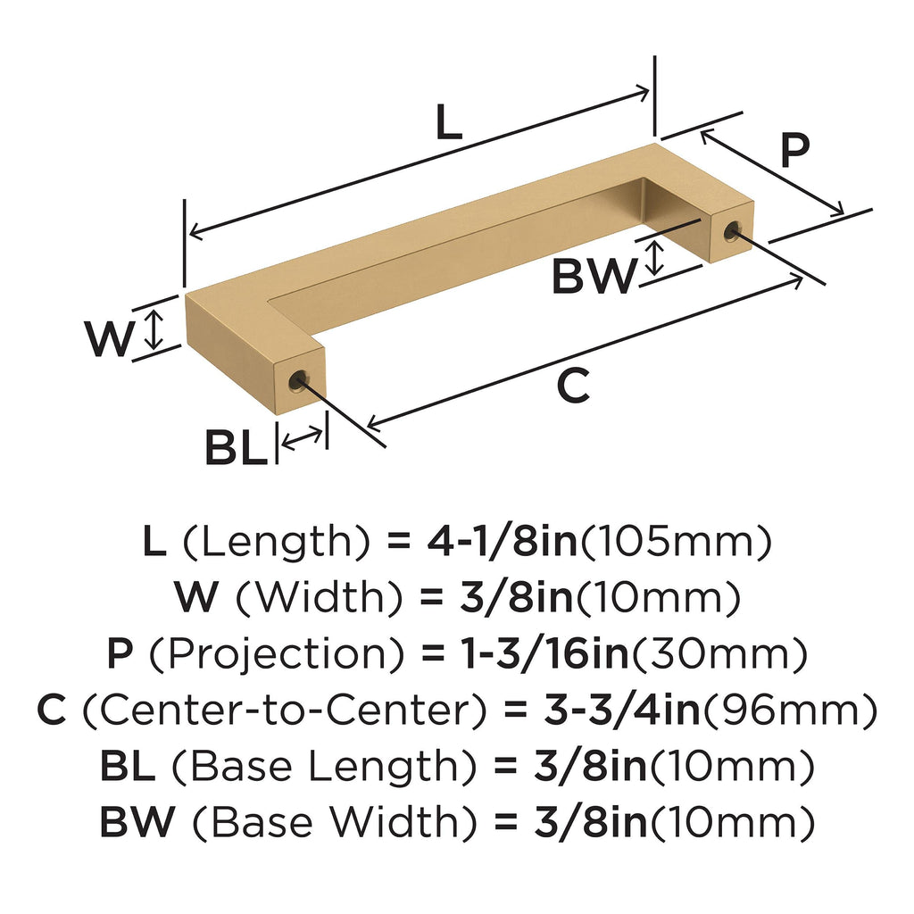 5 Pack Amerock | Cabinet Pull | Champagne Bronze | 3-3/4 inch (96 mm)