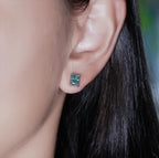 GIGAJEWE Blue Green Color Moissanite Stud Earrings Radiant Cut Moissanite