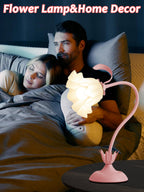 Flower Table Lamp LED Bedside Night Light 3 Color Modes Pink Kawaii Decor