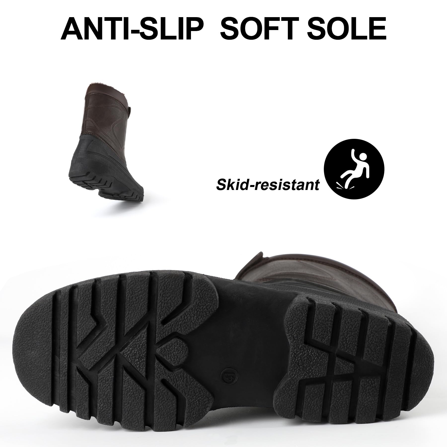 Knixmax Men's Winter Boots Waterproof Snow Shoes Mid Calf Insulated Booties Warm