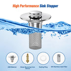 Vakabiu 2024 New Pop Up Bathroom Sink Drain Strainer Hair Catcher, Sink Drain