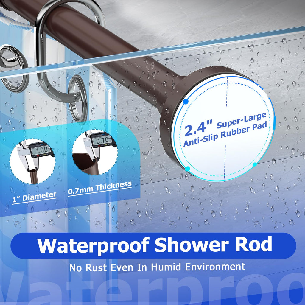 Bonpally Shower Curtain Rod, Adjustable 32-47 Inches Spring Tension Rod,