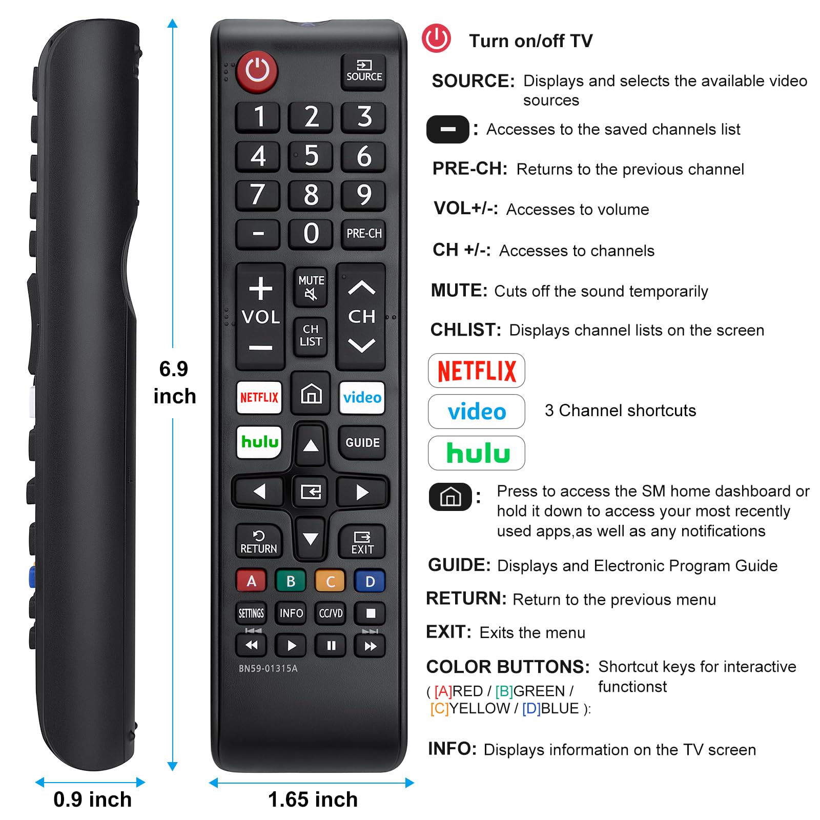 2 Pack Universal Remote for Samsung Smart TV Replacement LED LCD HDTV 3D