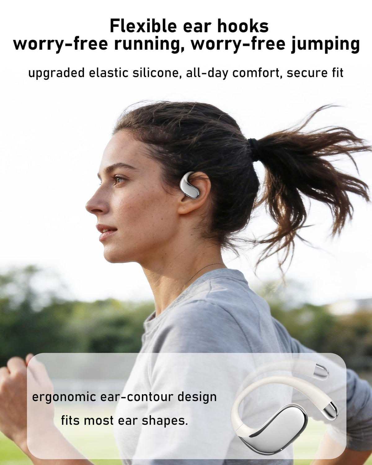 WIVTAK Open Ear Headphones Bluetooth 5.4, 62H Playtime, Air Conduction Wireless