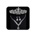 COCIDE Silver Jewelry Set Women Crystal Tiara Necklace Earrings Set