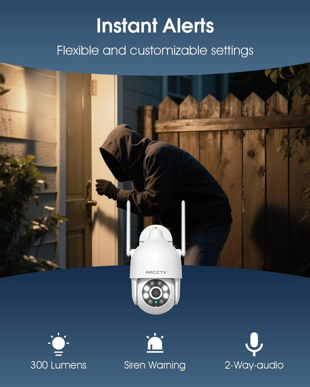 ARCCTV 2K Security Camera Outdoor, 2.4G/5G WiFi 24/7 Recording Security Camera,