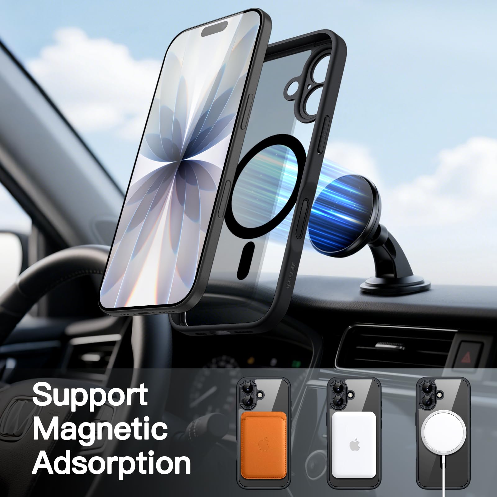 JETech Case for iPhone 17 6.3-Inch with Built-in Tempered Glass Screen Protector