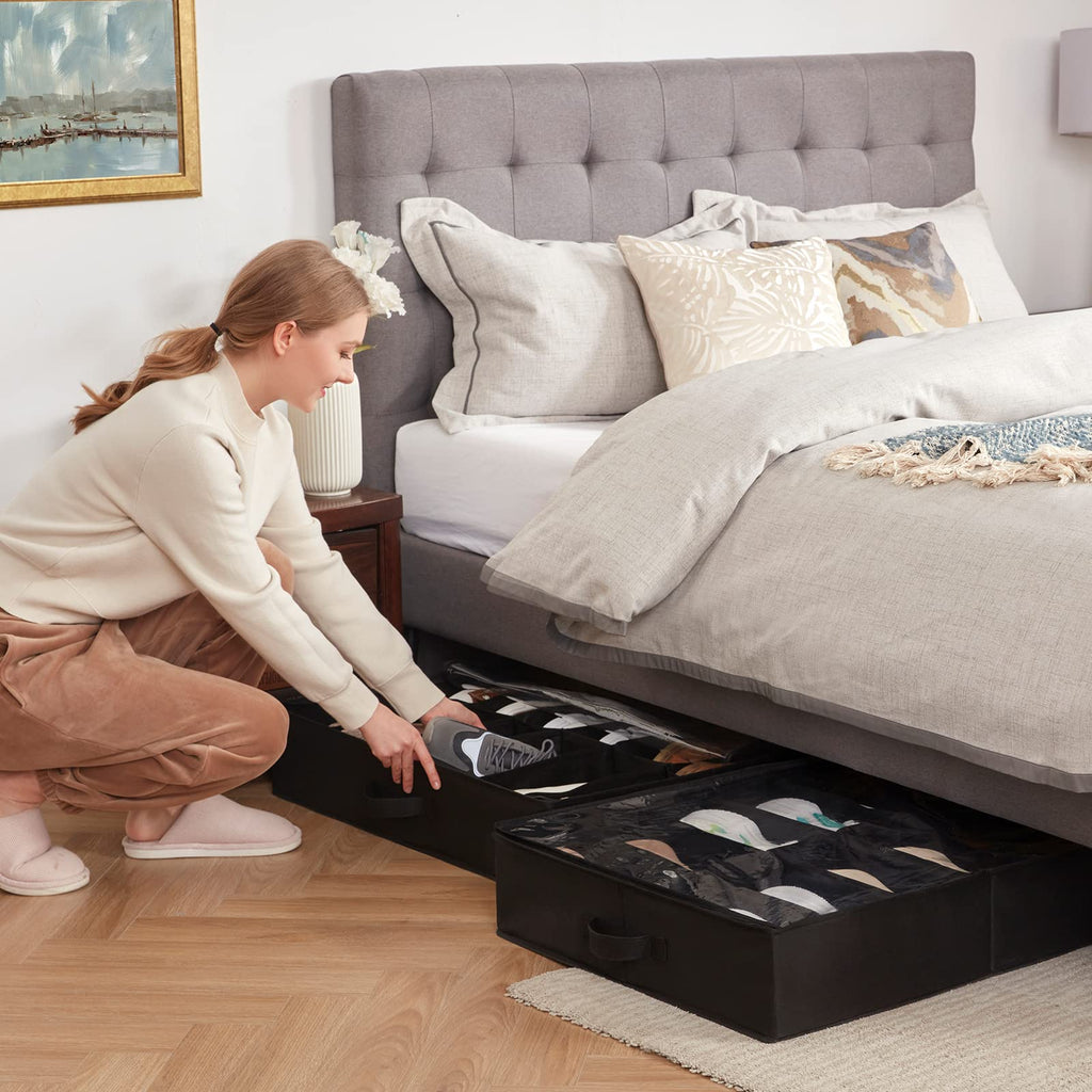 Lifewit Under Bed Shoe Storage Organizer 2 Pack(12 Shoes Cells), 4.3 Inches
