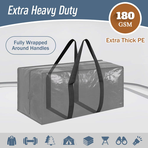 6 Pack Heavy Duty Moving Bags Large Storage Totes with Zipper Handles Black
