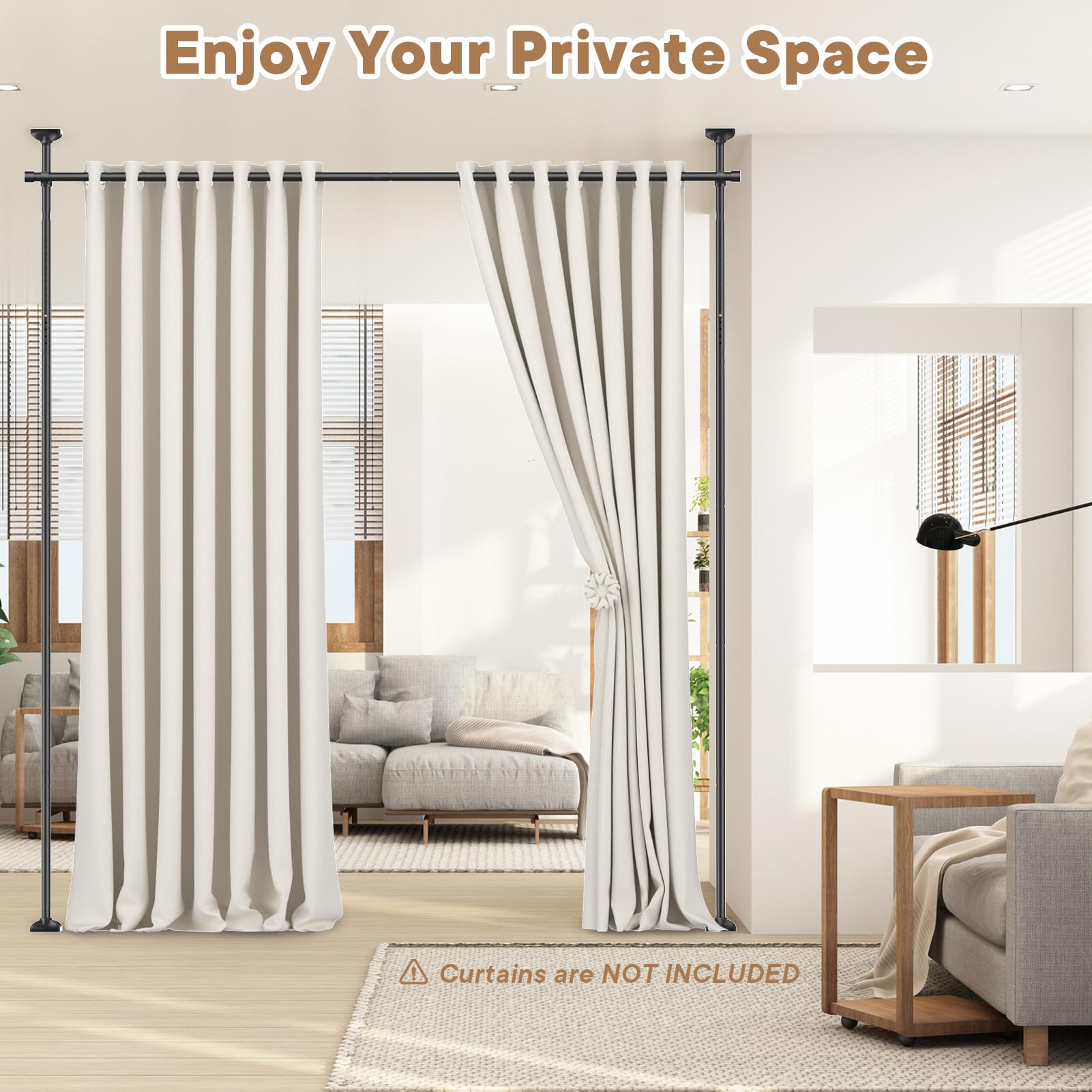 Bonpally Room Divider Curtain Rod, No Drilling Room Separator for Space