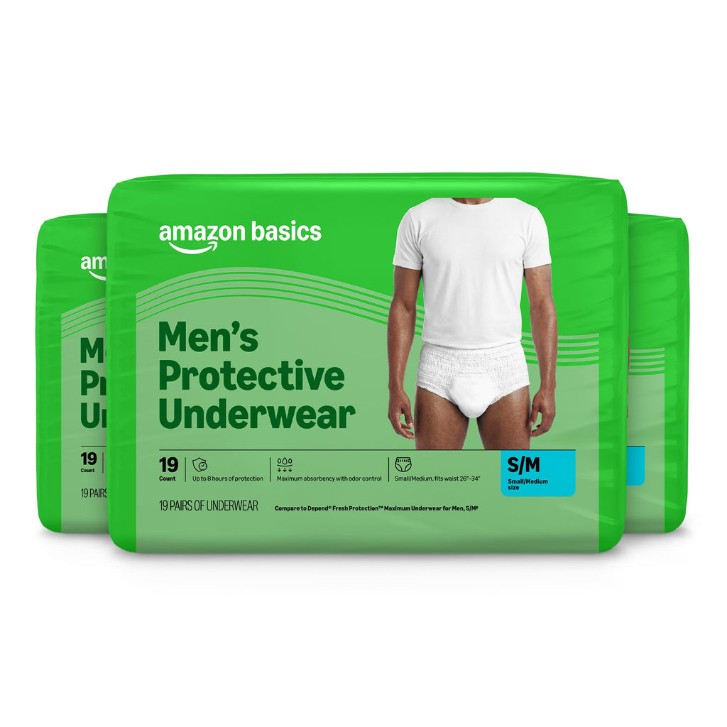 60 Count Amazon Basics Incontinence Underwear for Men, Maximum Absorbency,
