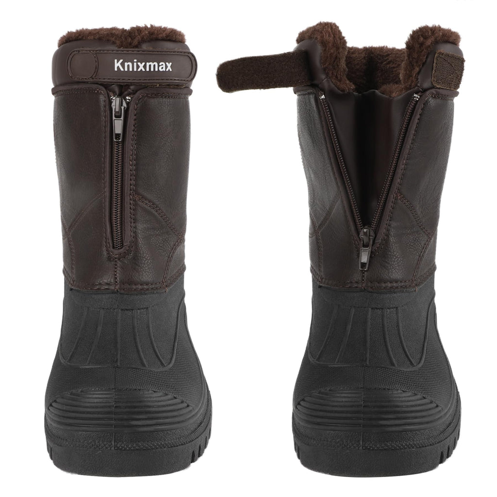 Knixmax Men's Winter Boots Waterproof Snow Shoes Mid Calf Insulated Booties Warm