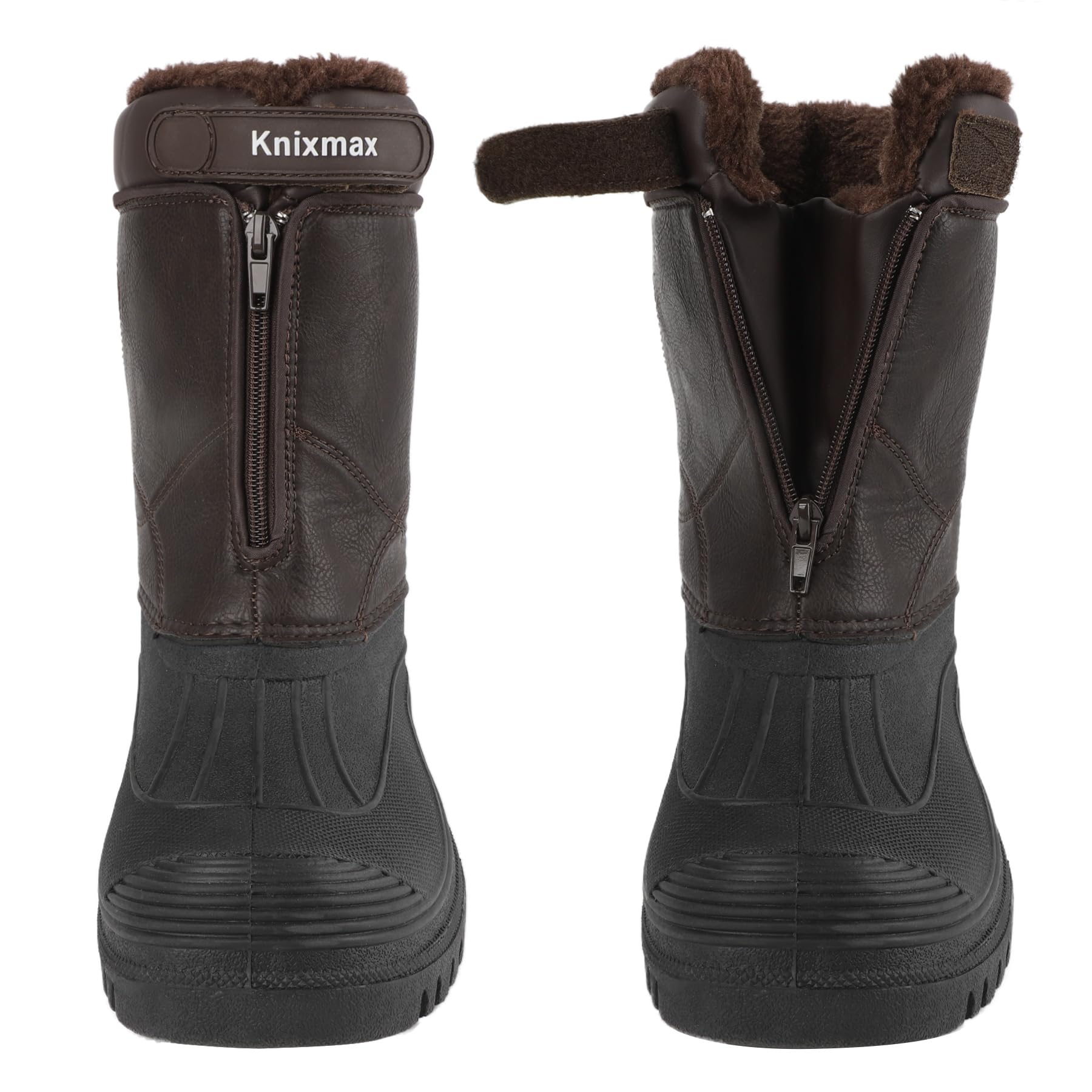 Knixmax Men's Winter Boots Waterproof Snow Shoes Mid Calf Insulated Booties Warm