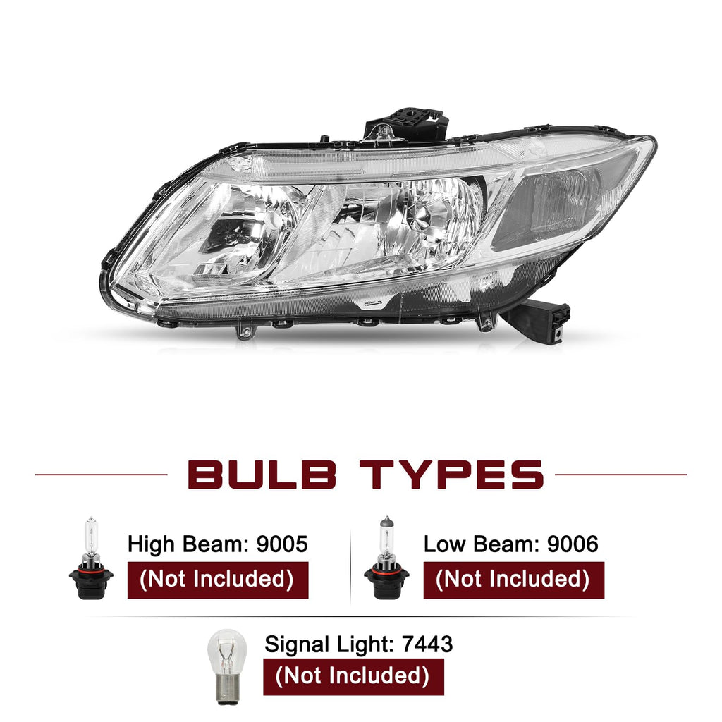 Headlights Assembly for 2012-2015 Honda Civic 4Dr Sedan | 2012-2013 Honda Civic