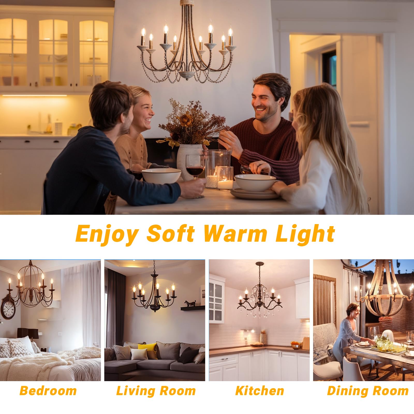 DAYBETTER E12 LED Bulb Dimmable, Chandelier Light Bulbs, Candelabra Light Bulbs