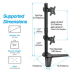 AVLT 34" Vertical Ultrawide Monitor Mount Stand Two Stacked 26.5 lbs Screens on