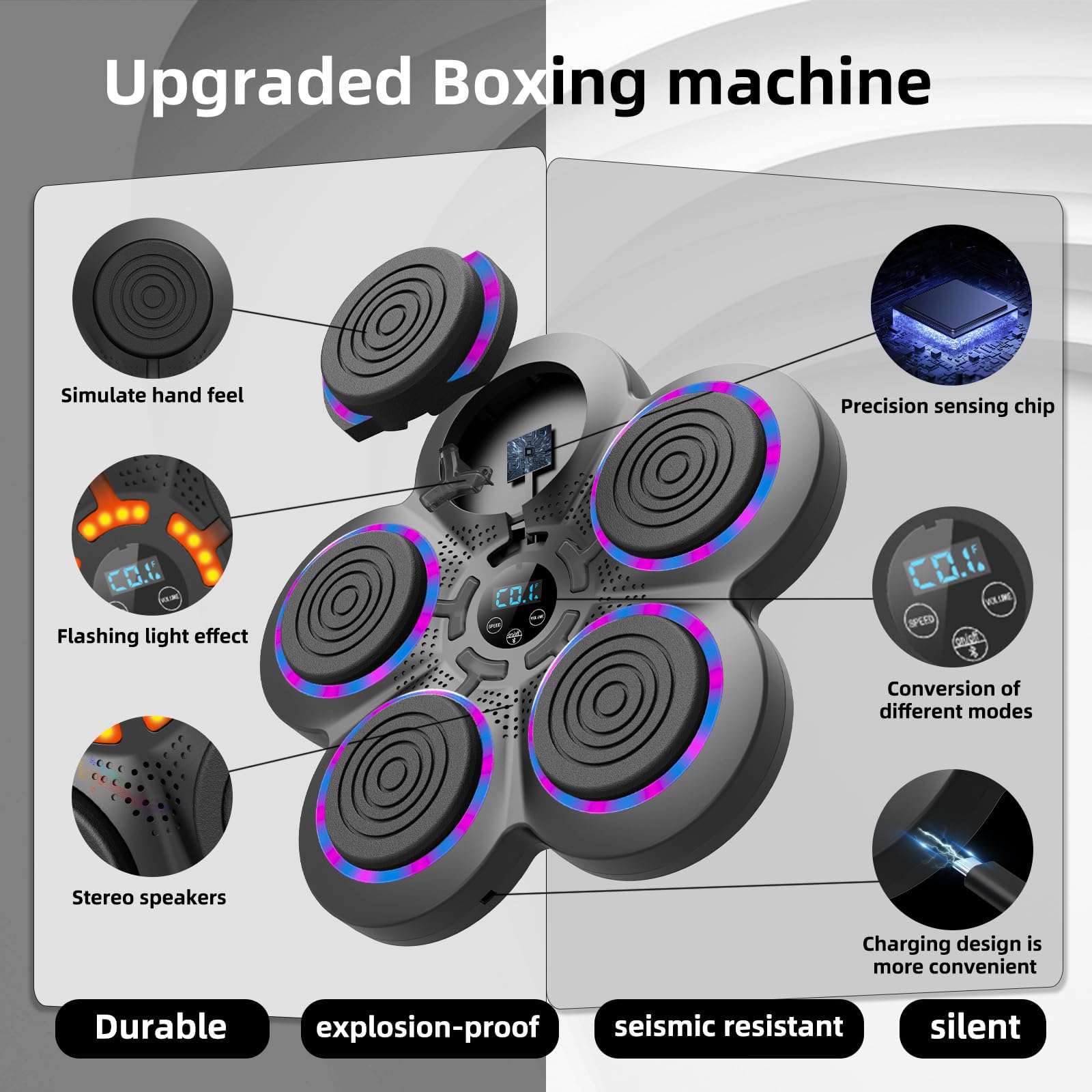 QEIFEII 2025 Music Boxing Machine with Boxing Gloves, Smart Bluetooth Boxing