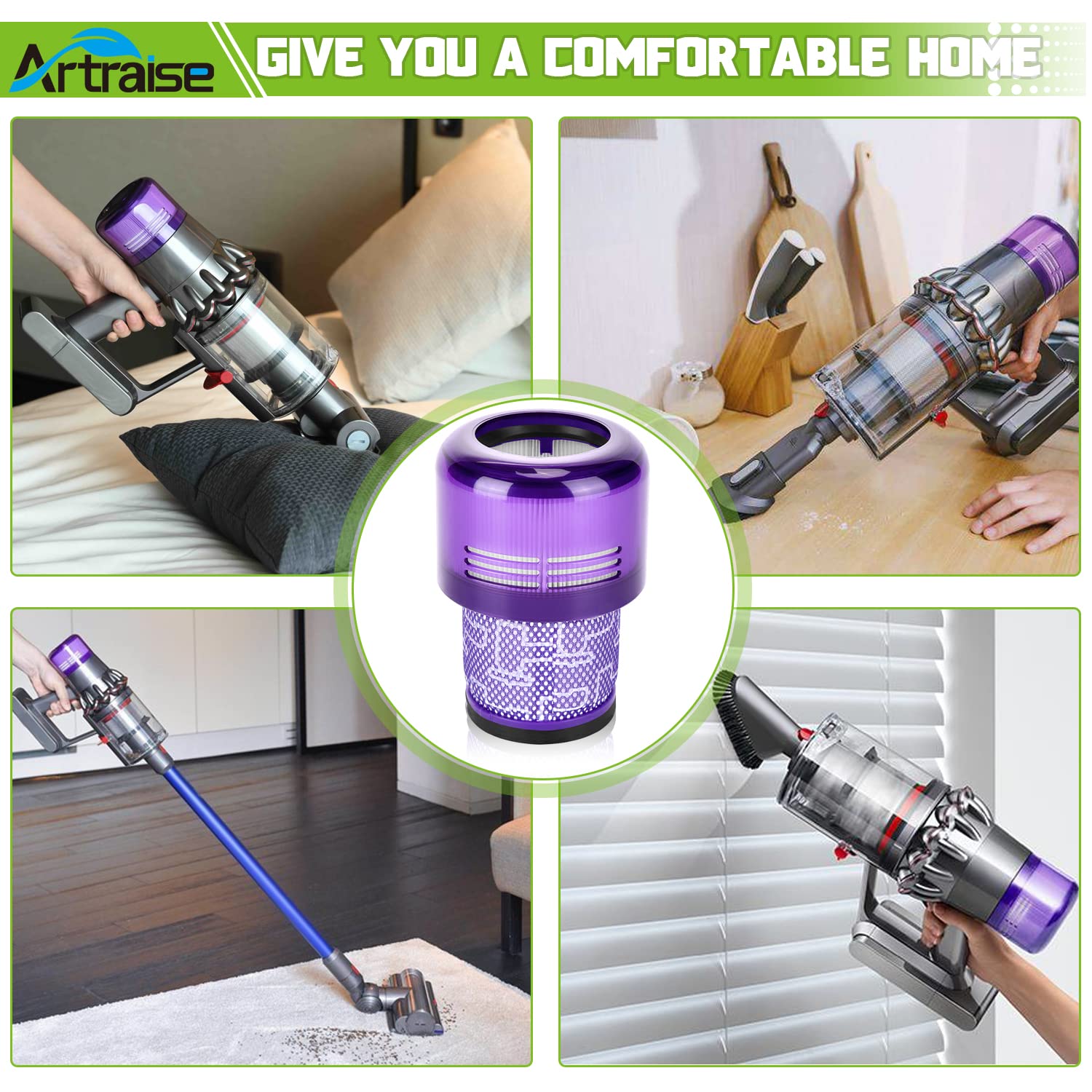 Artraise 2 Pack V15 Filter Replacement Compatible with Dyson V11 Torque Drive