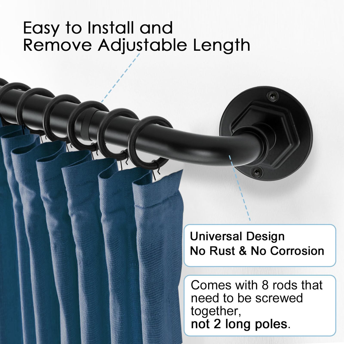 Byondeth Curtain Rods for Windows 16 to 120 Inches Adjustable Blackout Wrap