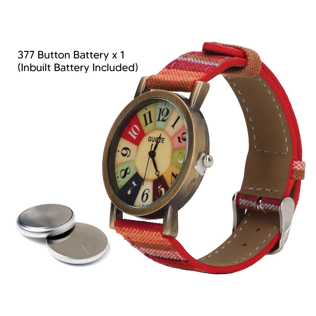 Mrisata Watch Multicolour Bohemian Style Brass PU Leather Women Watch Birthday