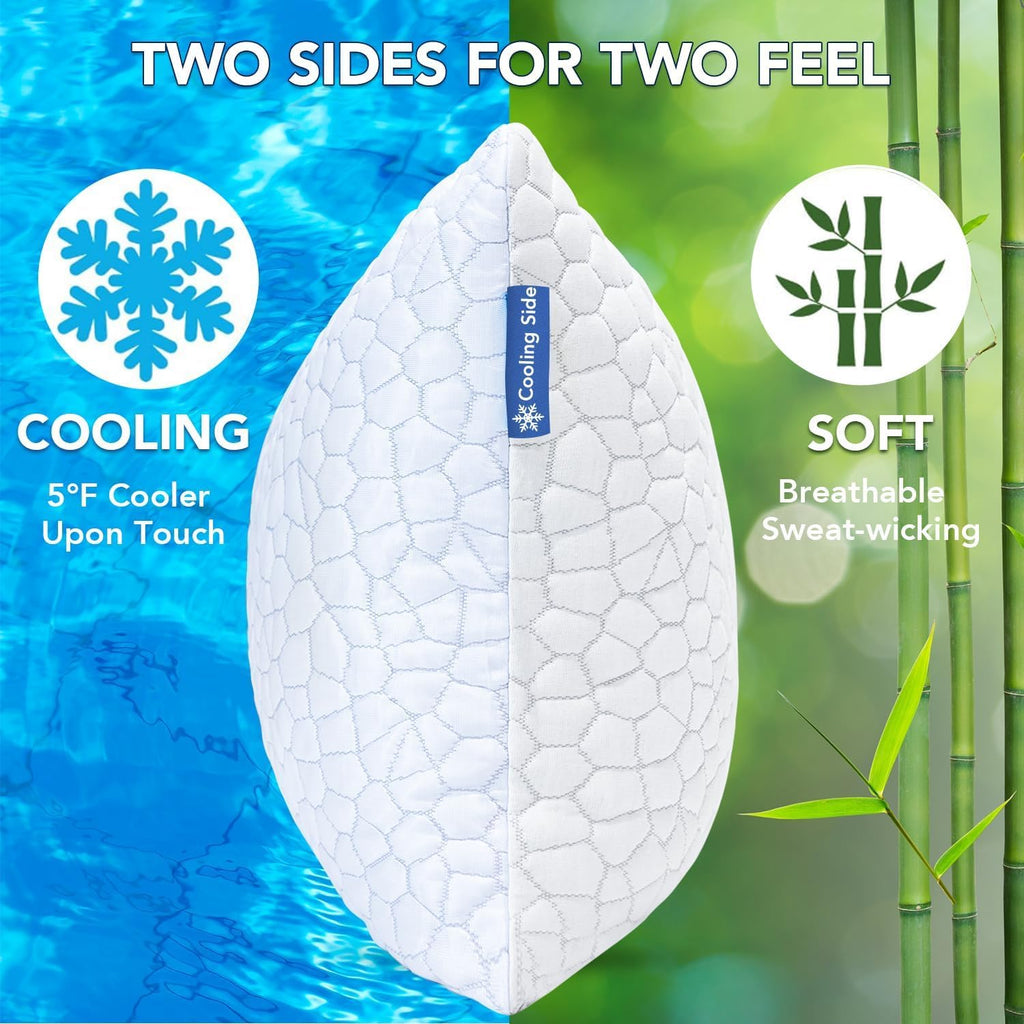QUTOOL Cooling Memory Foam Pillow Queen Adjustable for Side Back Sleepers