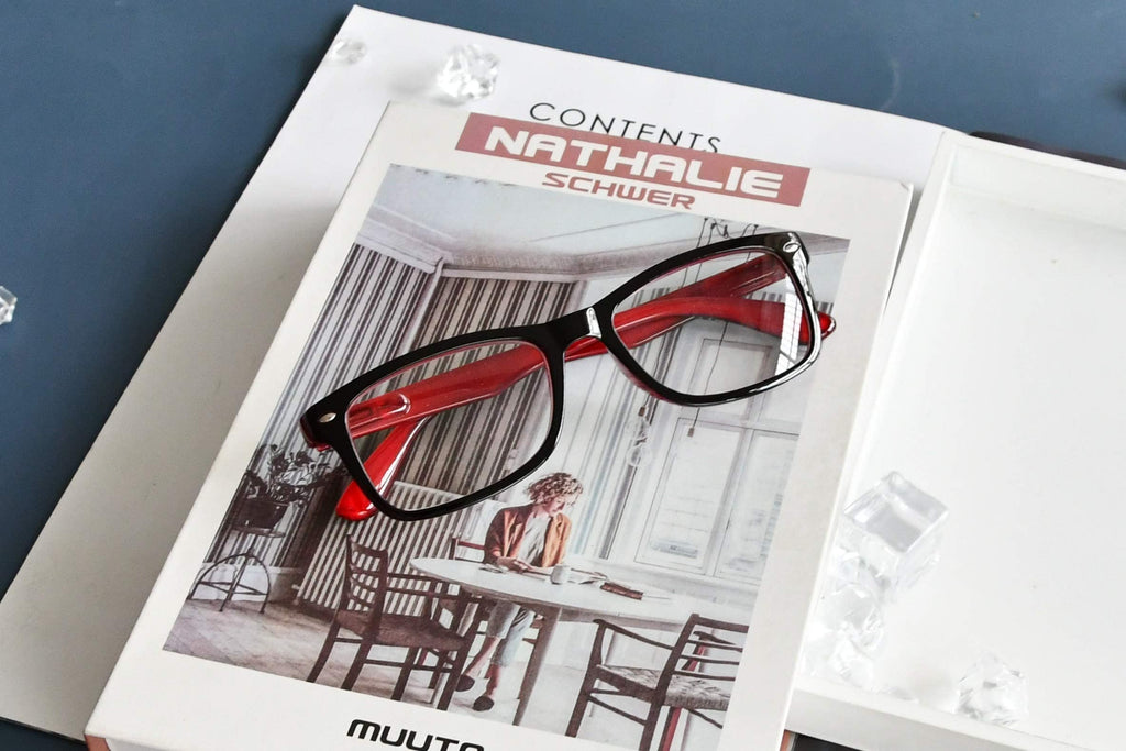 Eyekepper Classic Vintage Style Reading Glasses, Black-Red