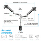 AVLT Dual Stacked Monitor Arm 13–27 inch Full Motion VESA Desk Mount Clamp