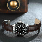 WOCCI 20mm Watch Band, Top Grain Leather, Embossed Alligator Grain, Quick