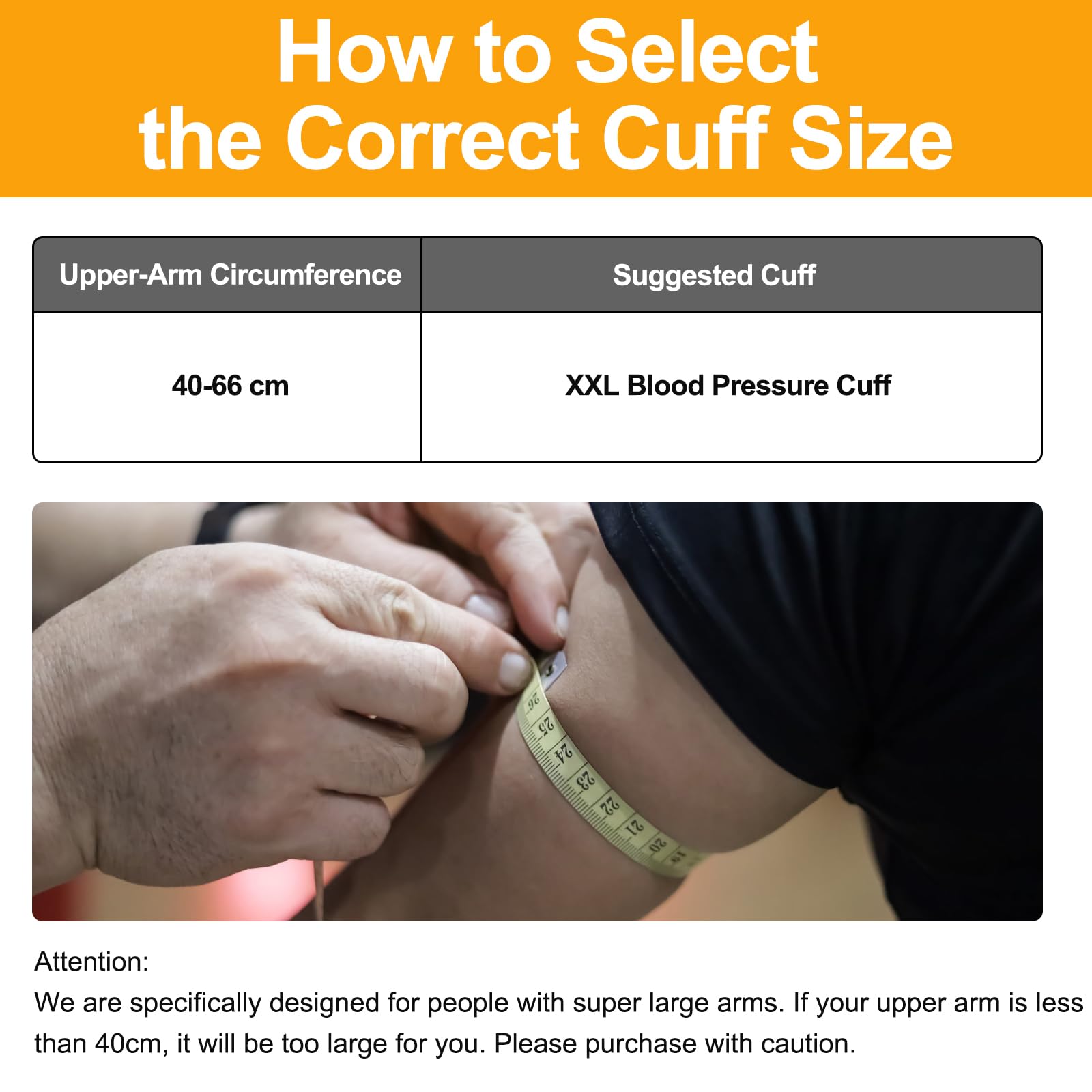 Extra Large Blood Pressure Cuff for Big Arms, XXL Bp Cuff(40-66cm) - 6 Different