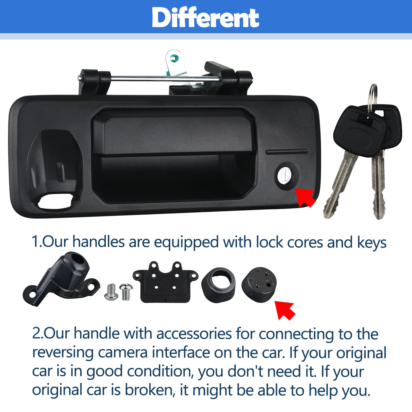Osompar Tailgate Liftgate Latch Handle w/Key Lock Cylinder Compatible with