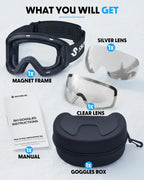 Snowalva Ski Goggles, Snowboard Goggles with 2 UV400 Anti-Fog Detachable Magnet