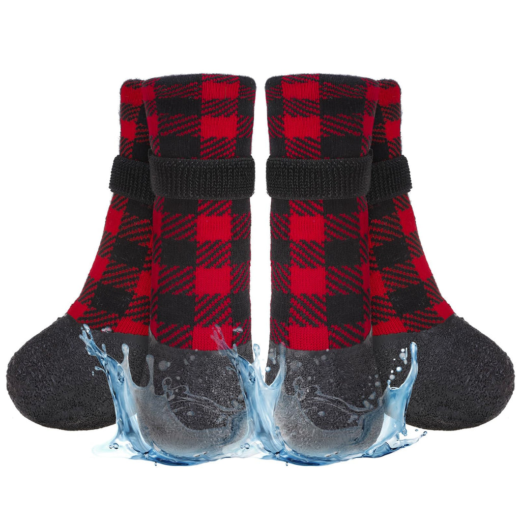 BEAUTYZOO Waterproof Dog Socks to Prevent Licking Paws, Christmas Dog Socks for