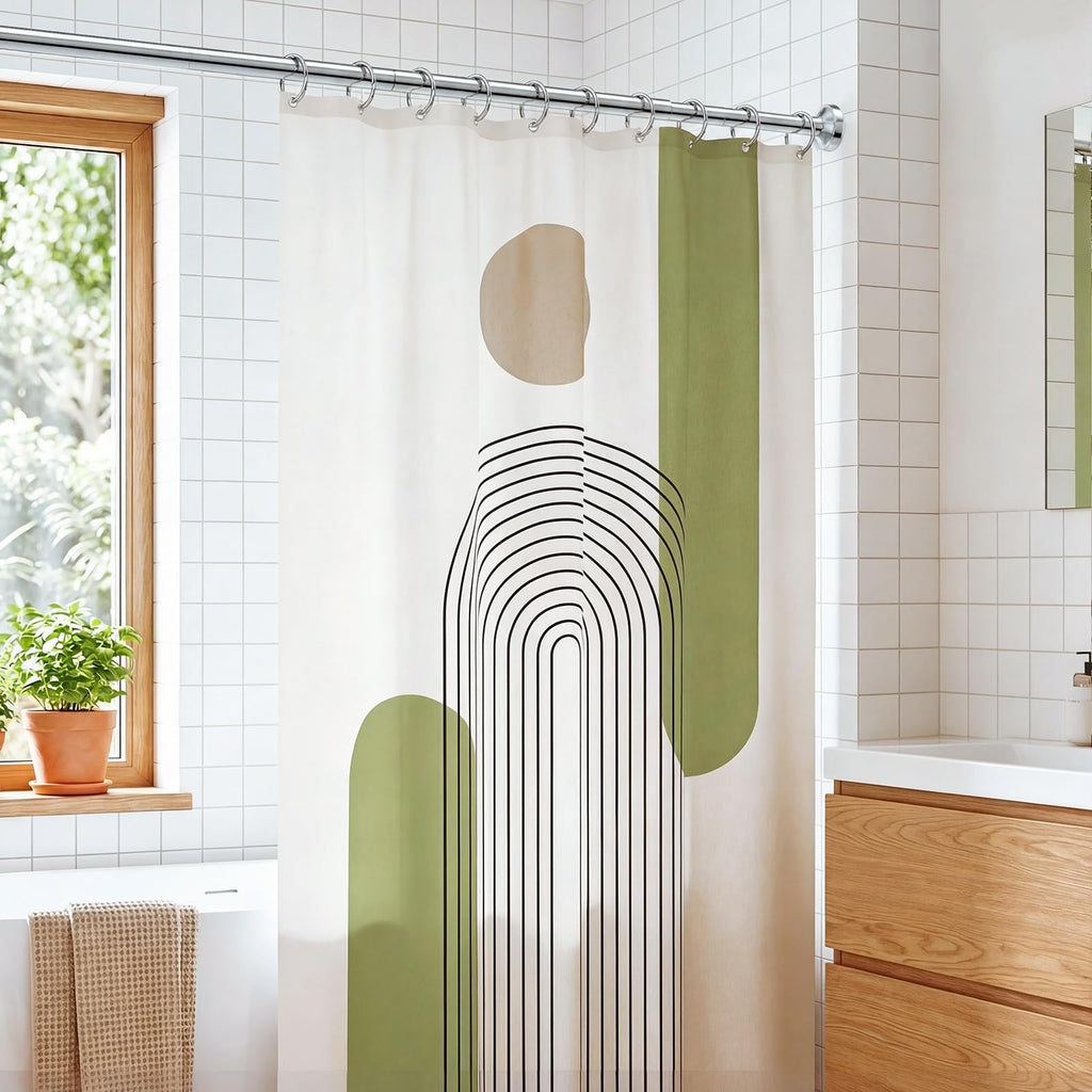 Bonpally Shower Curtain Rod, Adjustable 32-75 Inches Spring Tension Rod, Non-Slip No Drilling Stainless Steel Shower Rods for Bathroom Window Room Divider, Never Rust, Chrome