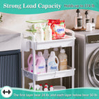 3 Tier Rolling Cart Drawer Bathroom Storage Organizer 2 Lockable Wheels White