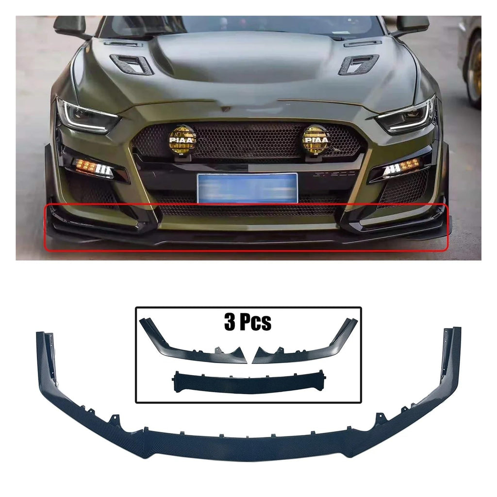 Ford Mustang 2015-2021 GT500 Front Bumper Lip Splitter Matte Black Replacement