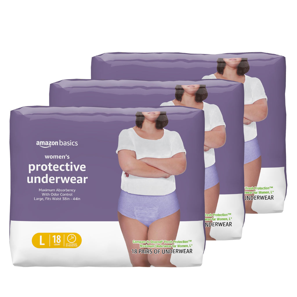 54 Count Amazon Basics Incontinence & Postpartum Underwear for Women Large 3