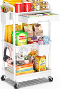 3 Tier Rolling Cart Drawer Bathroom Storage Organizer 2 Lockable Wheels White