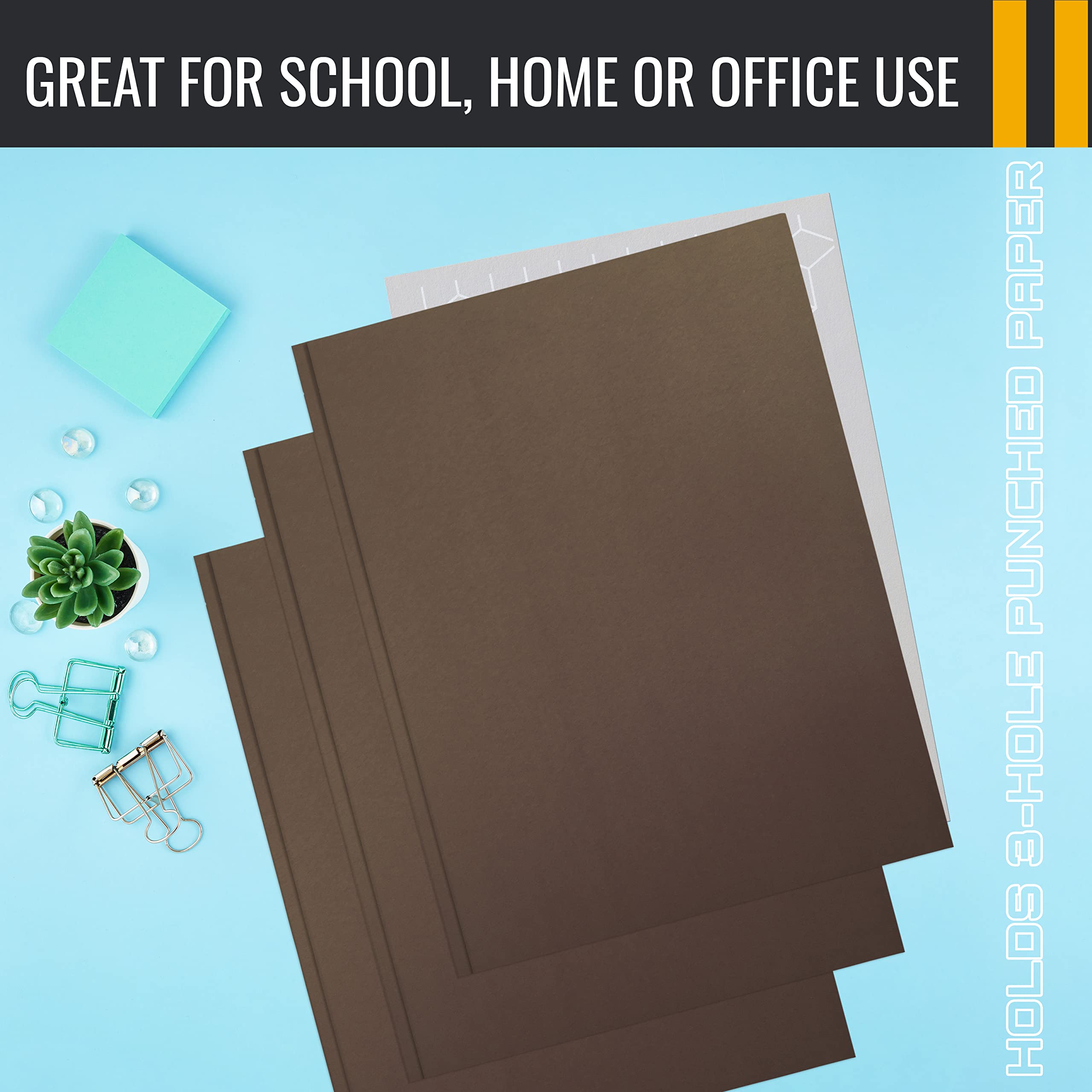 Better Office Products Brown Paper 2 Pocket Folders with Prongs, Matte Texture,