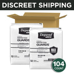 104 Count Depend Guards Incontinence Pads for Men Maximum Absorbency