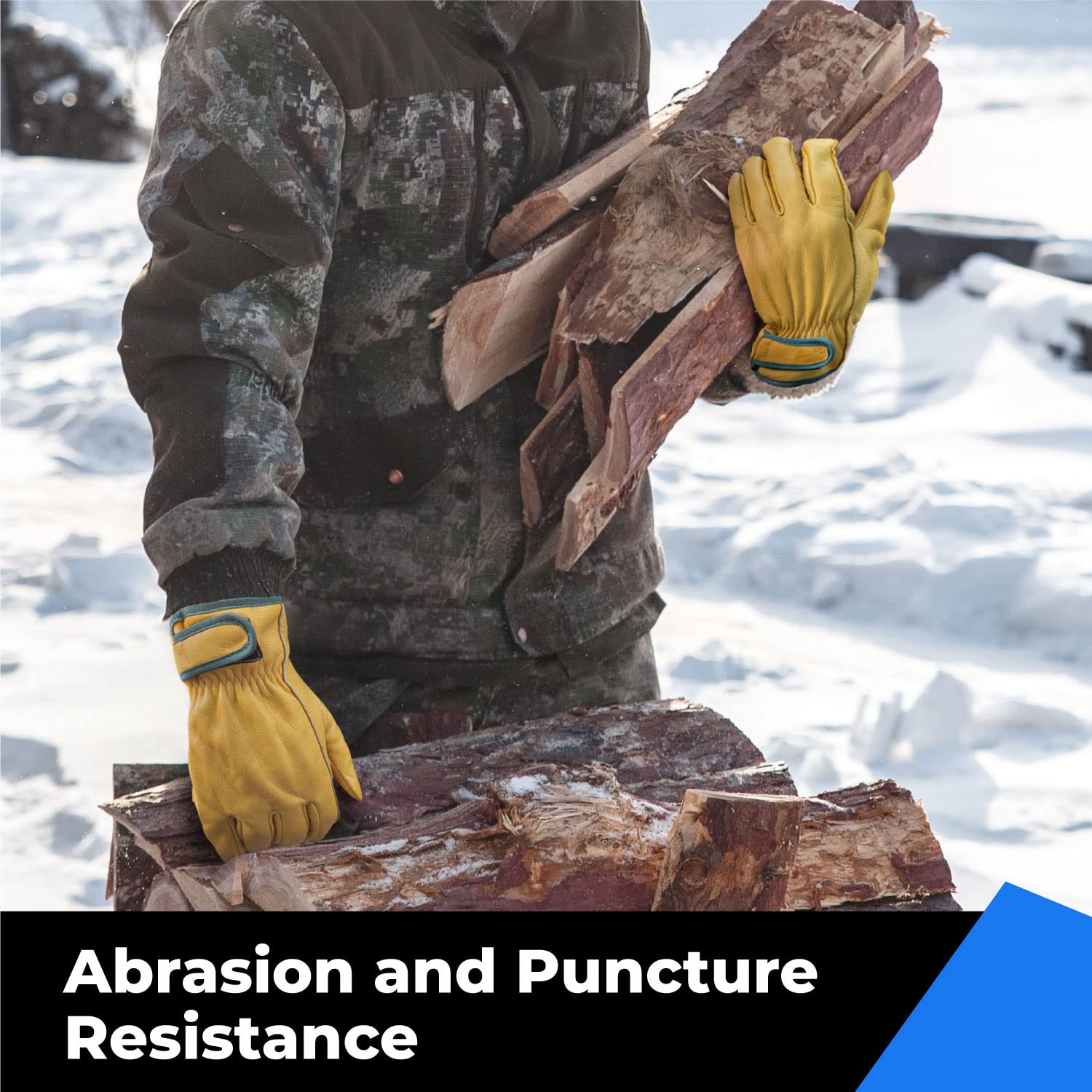 2 Pairs Winter Leather Work Gloves, Warm Thinsulate Lining for Cold Weather