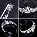 COCIDE Silver Jewelry Set Women Crystal Tiara Necklace Earrings Set